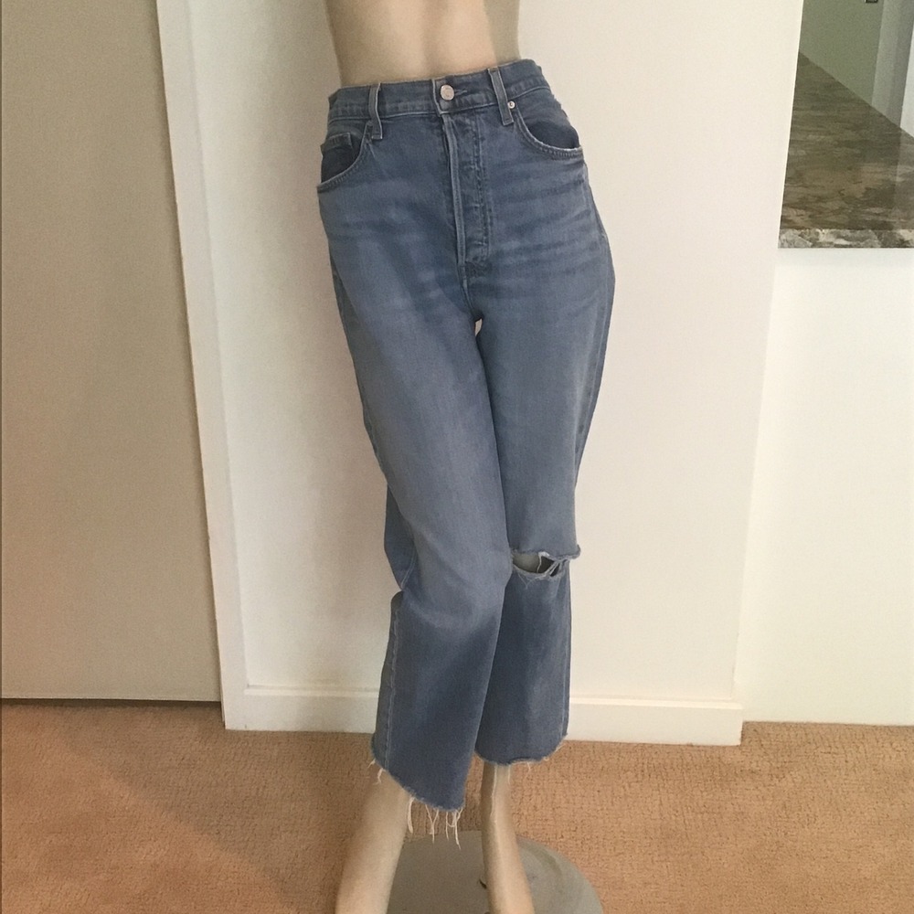 Frank & Eileen Monaghan 1997 Wash High Rise Straight Leg Distressed Mom Jeans 30